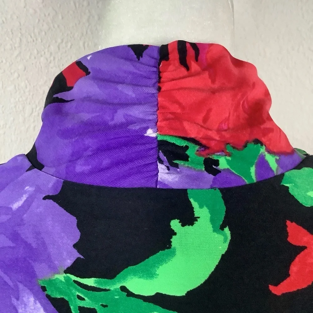 LAUREN Ralph Lauren Sleeveless Dress 1X Faux Wrap Dark Floral Work Wedding - Picture 11 of 14